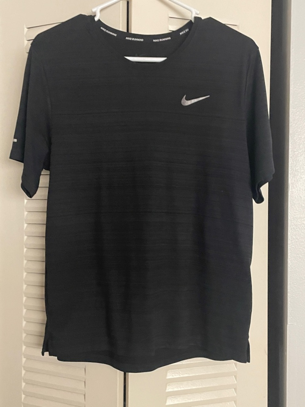 Nike Black Short-Sleeve Running Tee with Reflective Swoosh